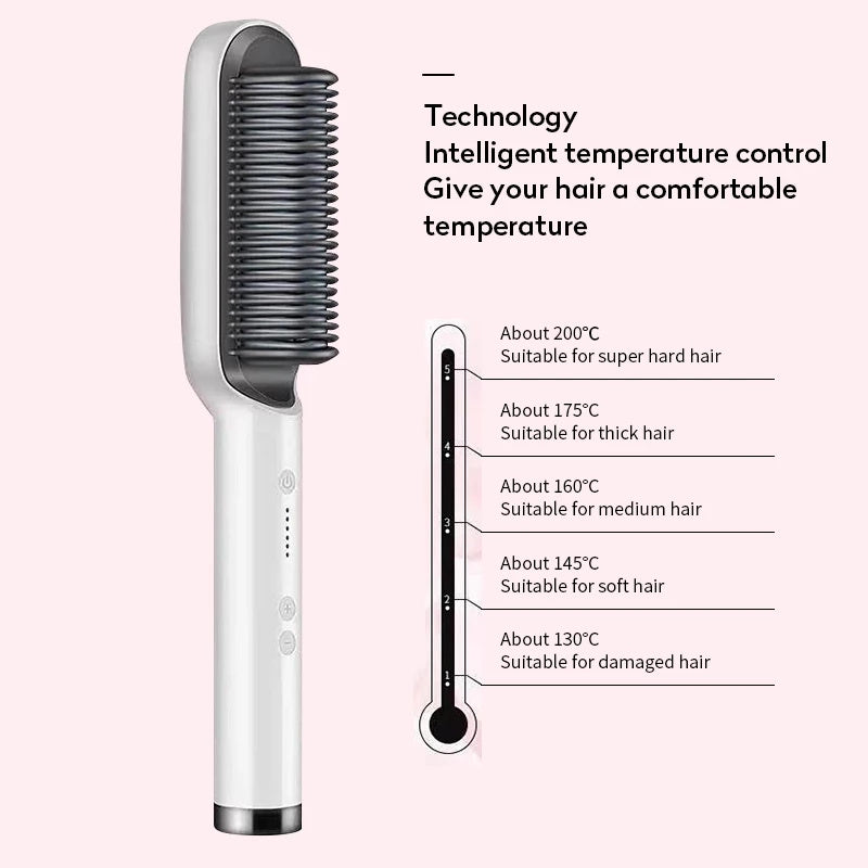 New 2 In 1 Hair Straightener Hot Comb Negative Ion Curling Tong Dual-purpose Electric Hair Brush - 𝓢𝓱𝓸𝓹𝓵𝓮𝓬𝔂