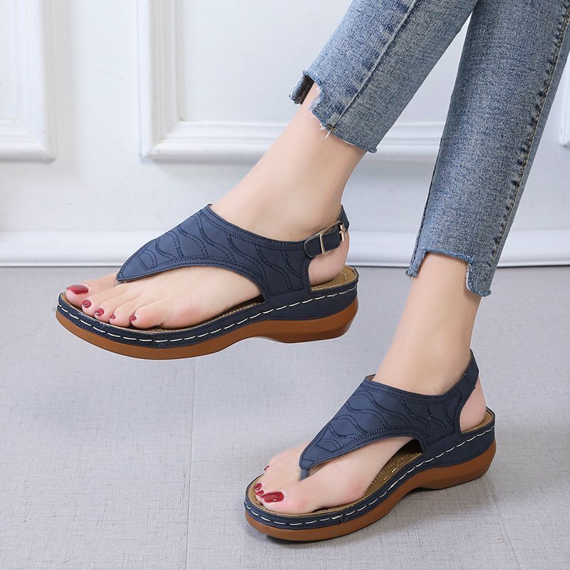 Casual Sandals Women's Wedge Heel Solid Color Flip Flop Sandals - 𝓢𝓱𝓸𝓹𝓵𝓮𝓬𝔂