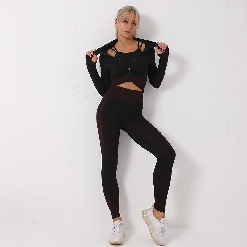3PCS Yoga Set Seamless Sport Set Women Gym Clothing Leggings Women Crop Top Sports Bra Women Fitness Gym Set Womens Outfits Tracksuit - 𝓢𝓱𝓸𝓹𝓵𝓮𝓬𝔂