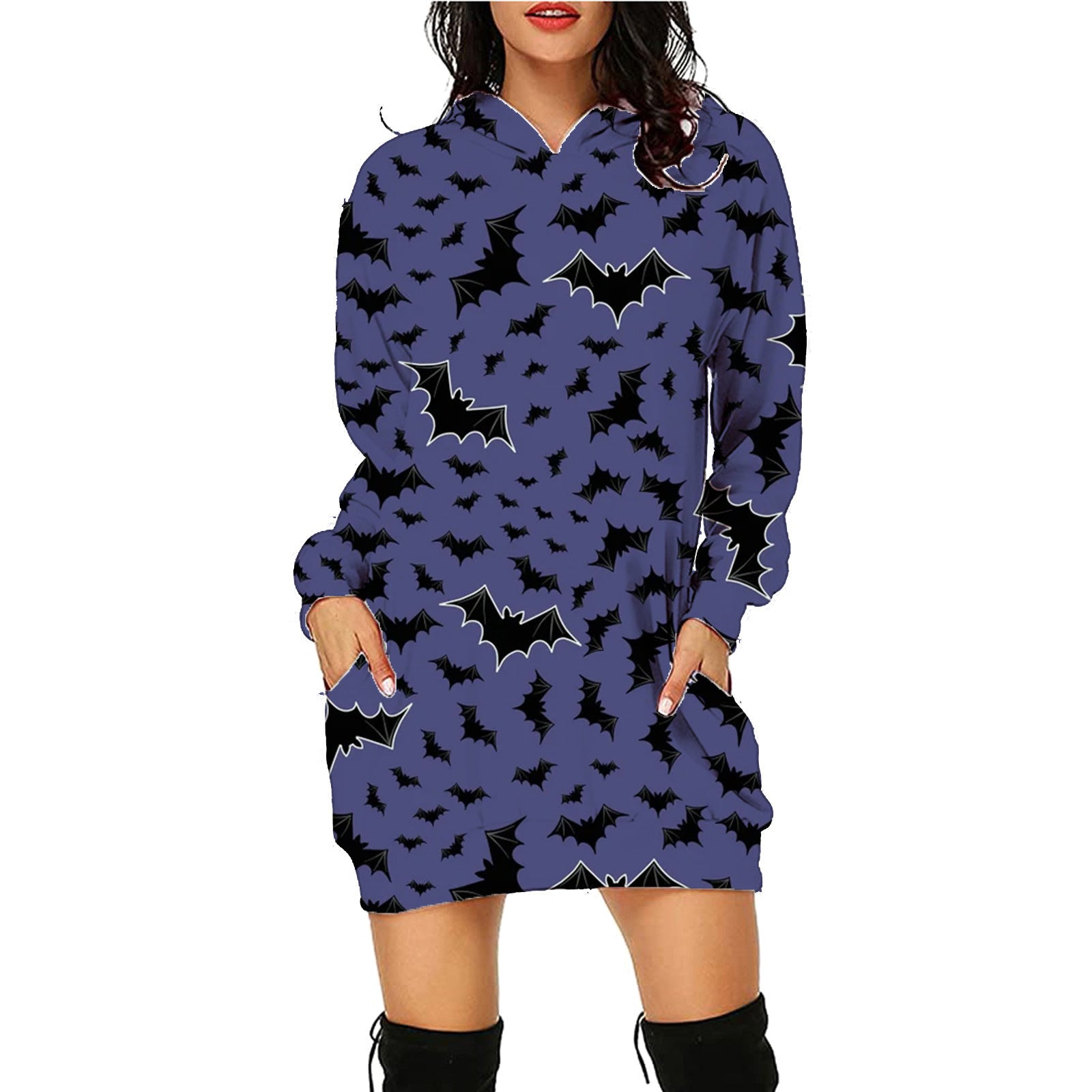 Halloween Print Long Hoodie With Pockets Sweater Long Sleeve Clothes Women - 𝓢𝓱𝓸𝓹𝓵𝓮𝓬𝔂