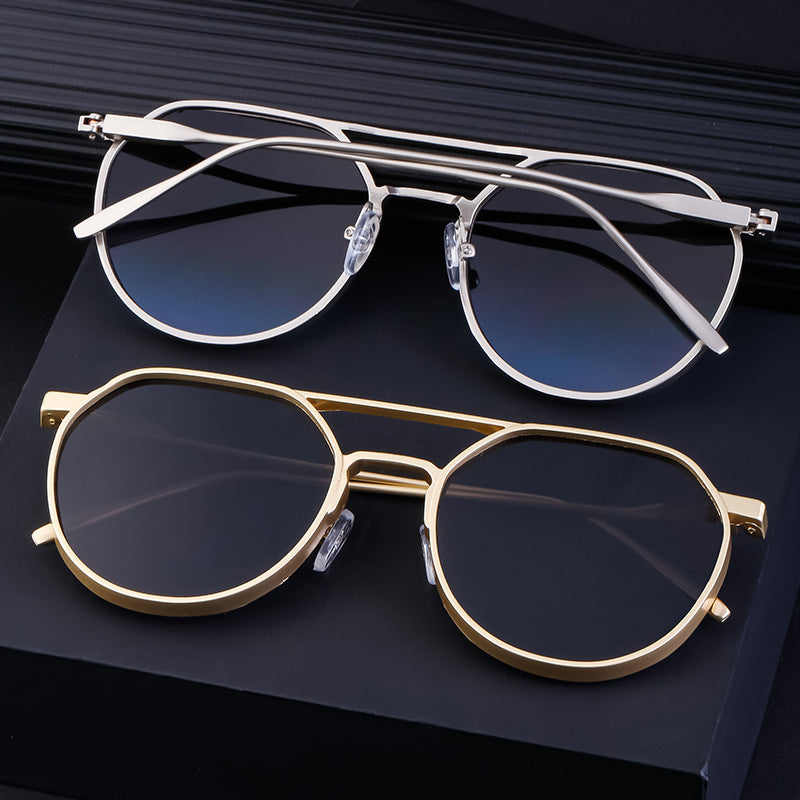 Men's Metal Double Beam Vintage Round Frame Sunglasses - 𝓢𝓱𝓸𝓹𝓵𝓮𝓬𝔂