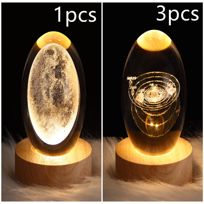 LED Night Light Galaxy Crystal Ball Table Lamp 3D Planet Moon Lamp Bedroom Home Decor For Kids Party Children Birthday Gifts - 𝓢𝓱𝓸𝓹𝓵𝓮𝓬𝔂