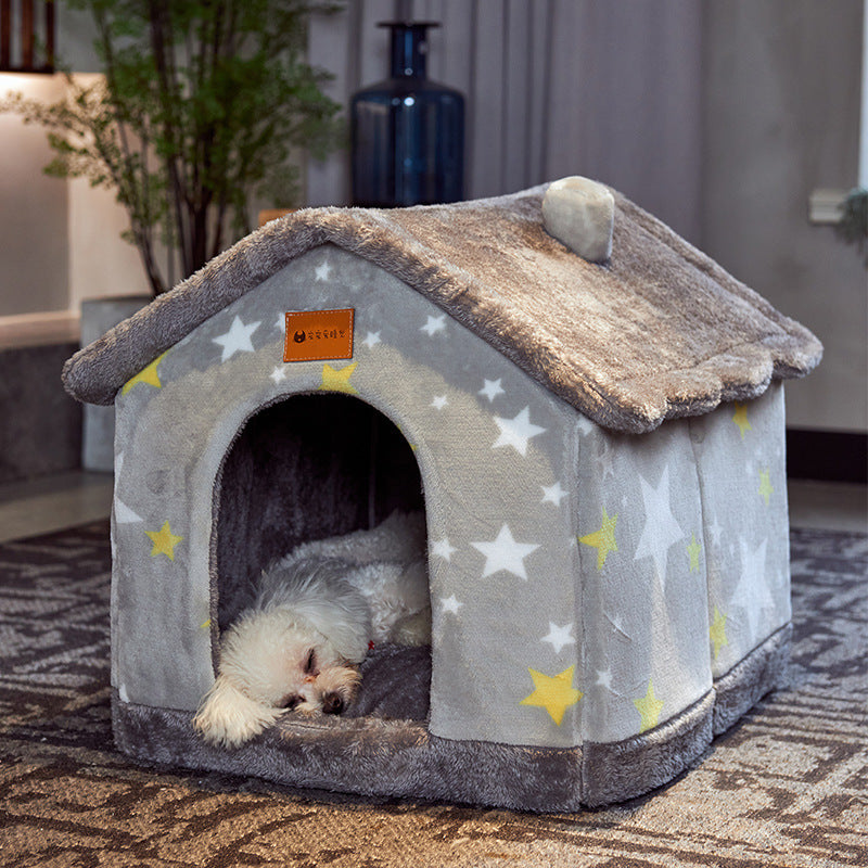 Foldable Dog House Pet Cat Bed Winter Dog Villa Sleep Kennel Removable Nest Warm Enclosed Cave Sofa Pets Supplies - 𝓢𝓱𝓸𝓹𝓵𝓮𝓬𝔂