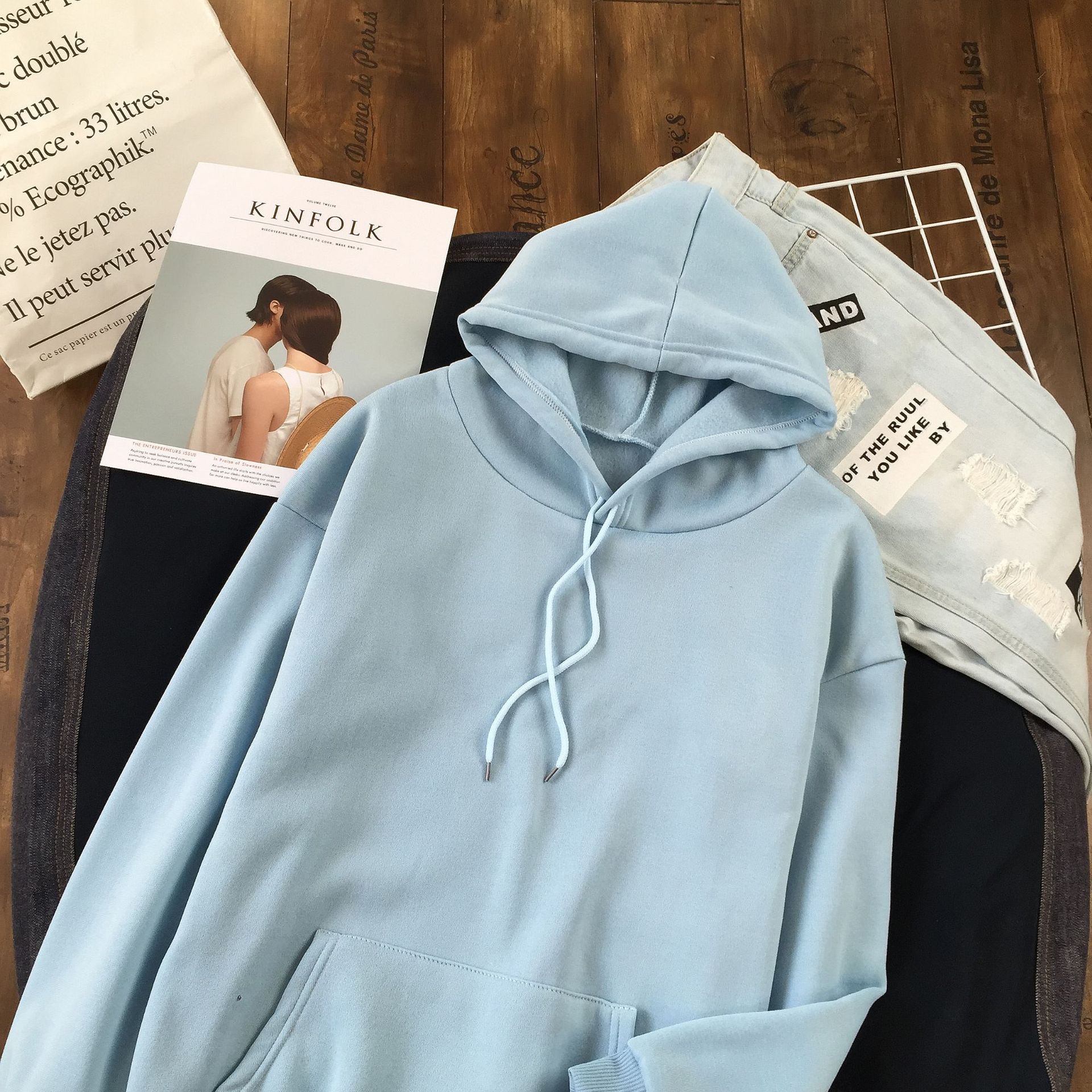 Long Sleeve Solid Color Hooded Sweater Couple - 𝓢𝓱𝓸𝓹𝓵𝓮𝓬𝔂