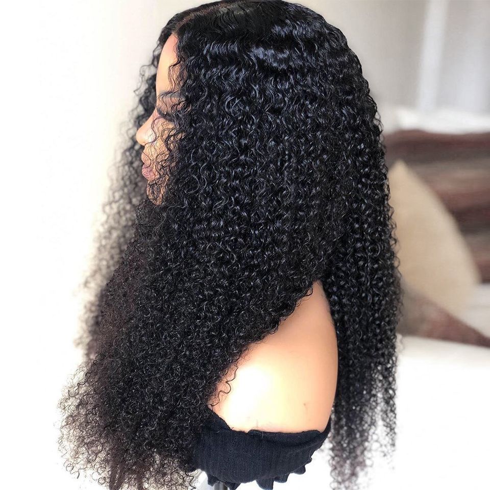 Density Long Kinky Curly Wig Lace Front Human Hair Fluffy - 𝓢𝓱𝓸𝓹𝓵𝓮𝓬𝔂