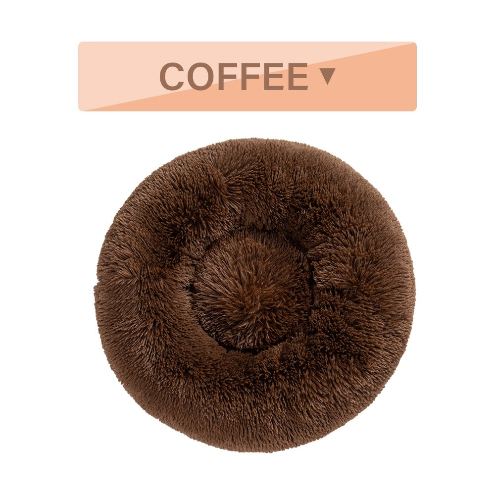 Fluffy Donut Dog Bed  Warm Soft Long Plush Pet Cushion Dog House Cat  Bed Washable Pet Sofa Mat Calming Samll Large Dog Beds - 𝓢𝓱𝓸𝓹𝓵𝓮𝓬𝔂