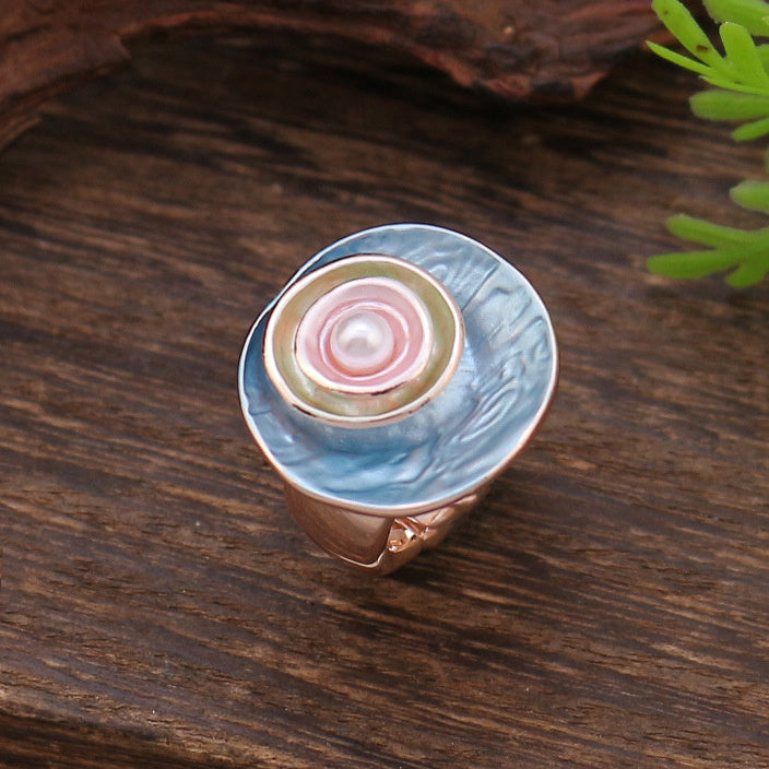 Enamel Round Flower Elastic Ring - 𝓢𝓱𝓸𝓹𝓵𝓮𝓬𝔂