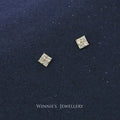 Simple Sterling Silver Plated Gold Inlaid Carbink Mini Square Stud Earrings All-matching Twin - 𝓢𝓱𝓸𝓹𝓵𝓮𝓬𝔂