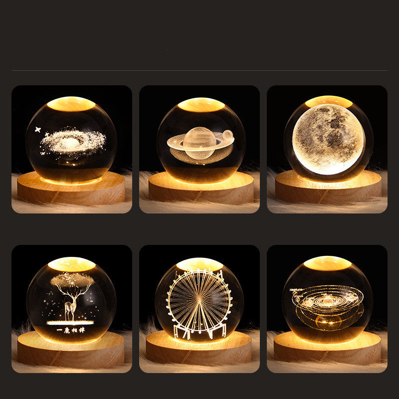 Luminous Starry Sky And Planets Moon Moon Crystal Ball Small Night Lamp Projection Ambience Light Creative Gift New Strange Gift - 𝓢𝓱𝓸𝓹𝓵𝓮𝓬𝔂