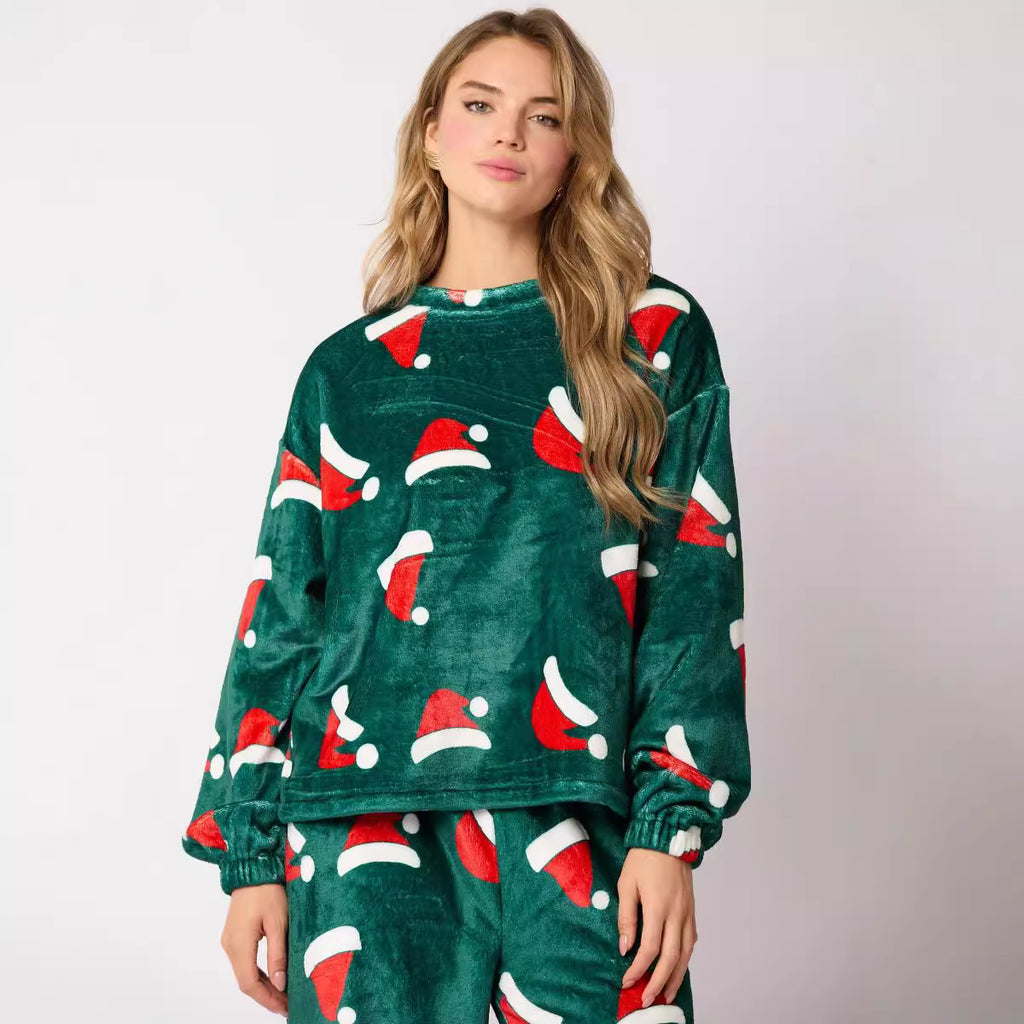 2024 Casual Flannel Pajama Sets For Women 2 Piece Cute Long Sleeve Matching Lounge Shirts Sets Santa Claus Pajamas Homewear - 𝓢𝓱𝓸𝓹𝓵𝓮𝓬𝔂