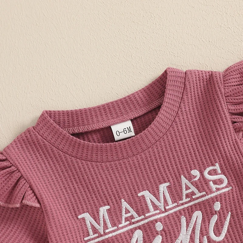 Girls Fashion Letter I Embroidery Waffle Suit - 𝓢𝓱𝓸𝓹𝓵𝓮𝓬𝔂