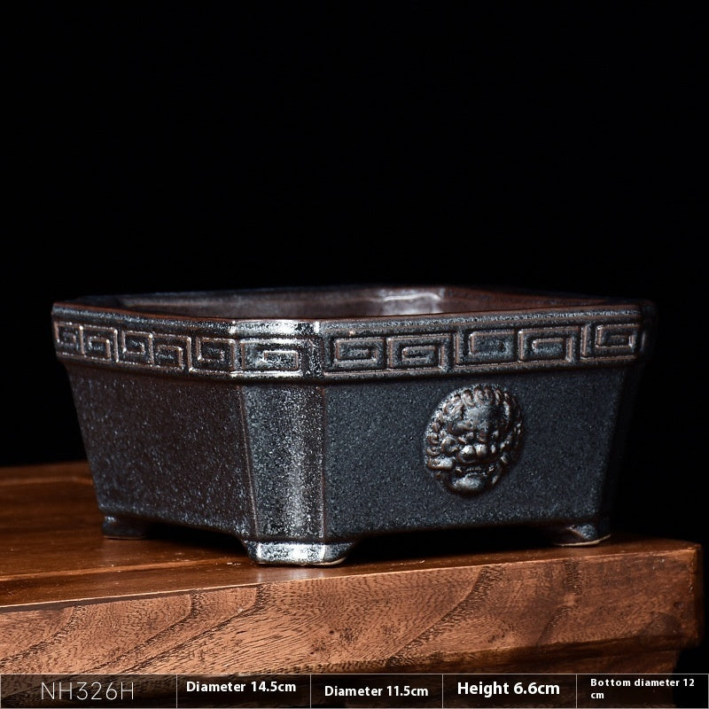 Retro Chinese Style Ceramic Flower Pot Square Creative - 𝓢𝓱𝓸𝓹𝓵𝓮𝓬𝔂