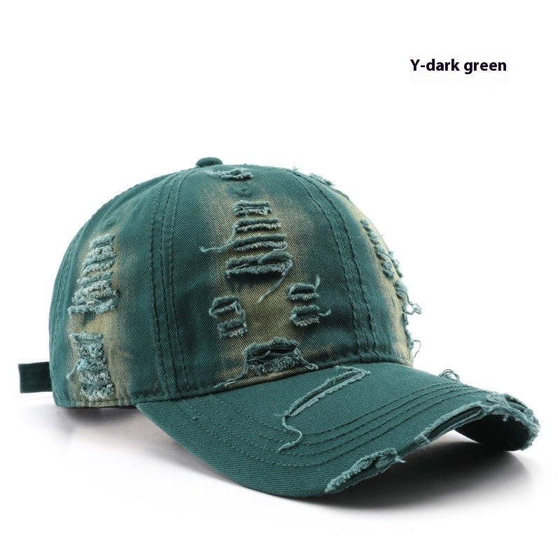 Retro Pure Color Washed Hole Light Board Baseball Cap - 𝓢𝓱𝓸𝓹𝓵𝓮𝓬𝔂