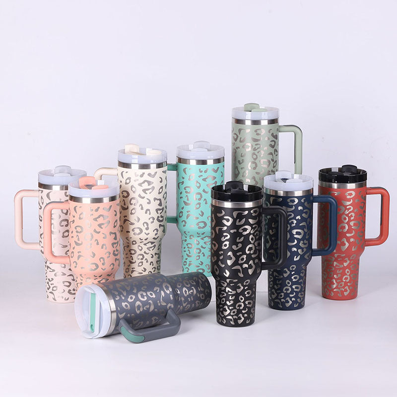 40 Oz Tumbler With Handle Straw Insulated, Stainless Steel Spill Proof Vacuum Coffee Cup Tumbler With Lid Tapered Mug Gifts For Valentine Lover Suitable For Car Gym Office Travel - 𝓢𝓱𝓸𝓹𝓵𝓮𝓬𝔂