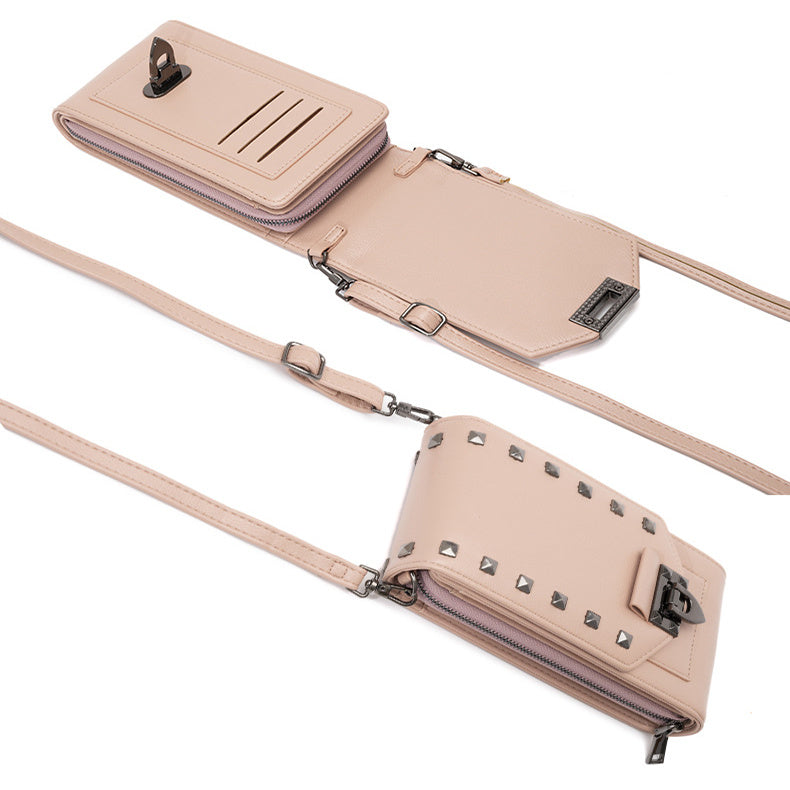 Rivet Design Shoulder Bags Mobile Phone Handbag Solid Color Crossbody Bags Women - 𝓢𝓱𝓸𝓹𝓵𝓮𝓬𝔂