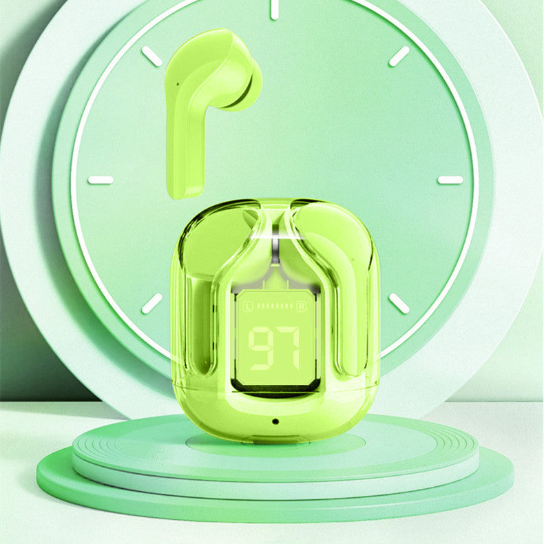 New Mini Transparent Wireless Bluetooth Headset Digital Display ENC Noise Reduction True Wireless Sports Music - 𝓢𝓱𝓸𝓹𝓵𝓮𝓬𝔂