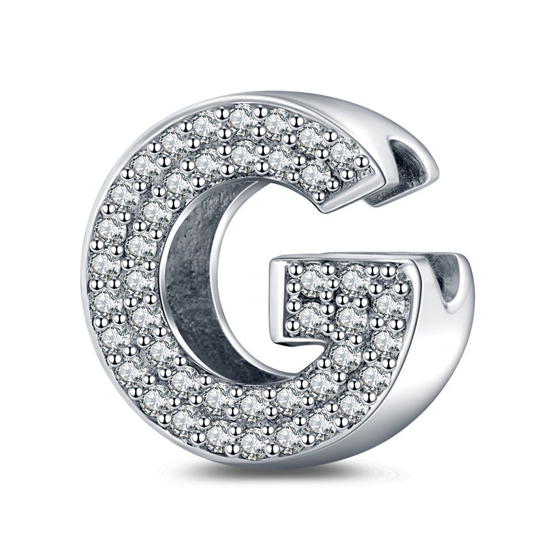 Twenty-six Letter Beads White Copper Silver Plated Beaded Braceletnecklace Ornament - 𝓢𝓱𝓸𝓹𝓵𝓮𝓬𝔂