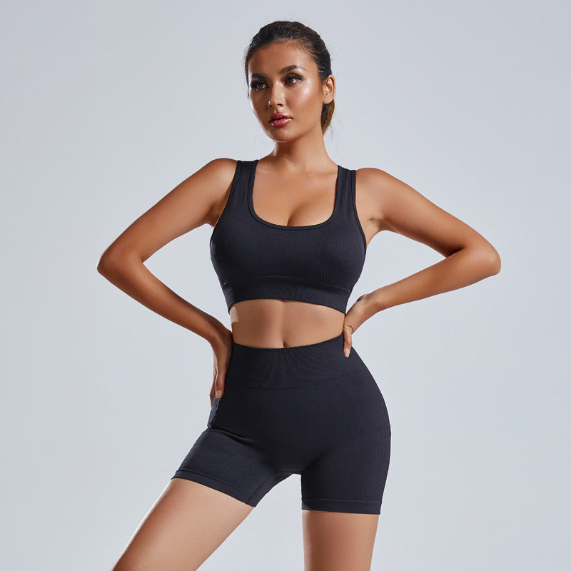 2pcs Yoga Set Women's Vest And Shorts Tracksuit Seamless Workout Sportswear Gym Clothing High Waist Leggings Fitness Sports Suits - 𝓢𝓱𝓸𝓹𝓵𝓮𝓬𝔂