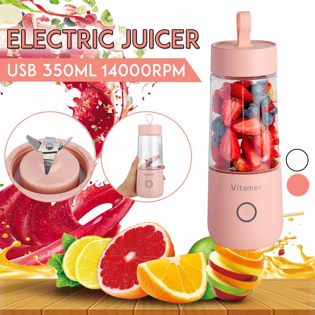350ml Portable Blender Juicer Electric USB Rechargeable Mixer Smoothie Slushy Cup Juice Blender Bottle USB Charging Kitchen Gadgets - 𝓢𝓱𝓸𝓹𝓵𝓮𝓬𝔂