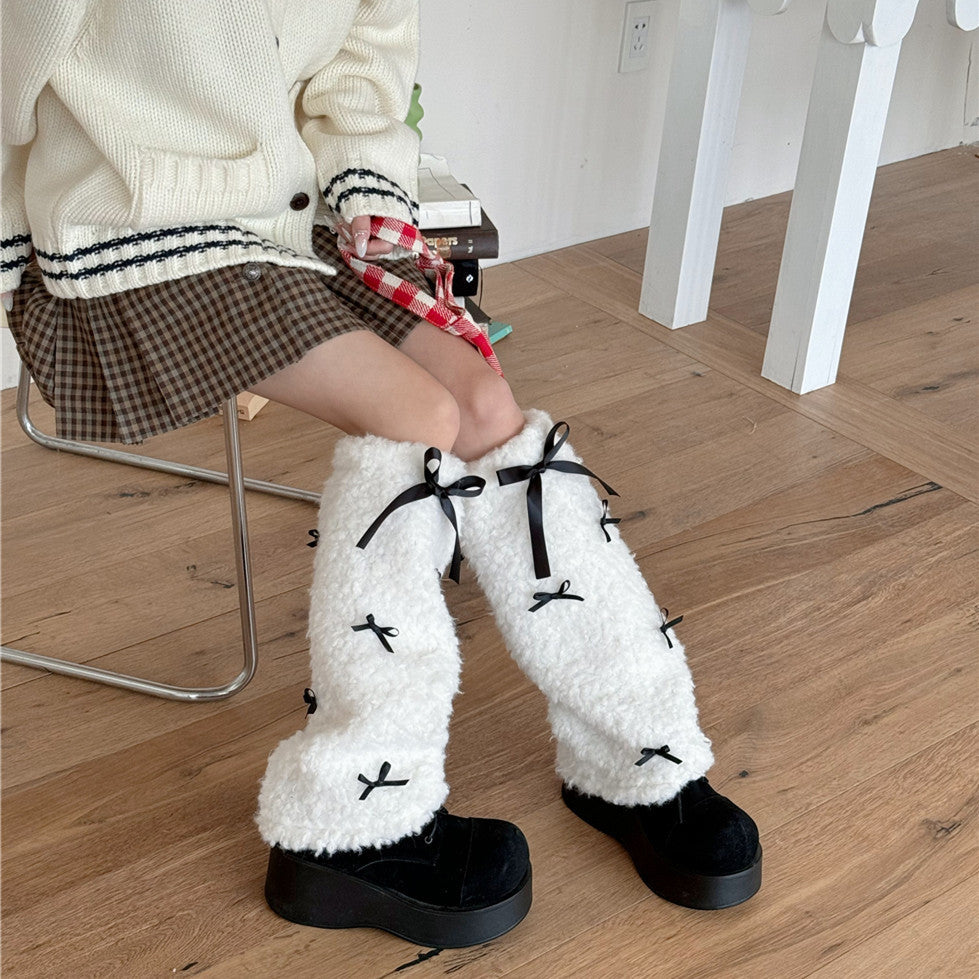 Lamb Wool Bow Foot Sock Thick Warm - 𝓢𝓱𝓸𝓹𝓵𝓮𝓬𝔂