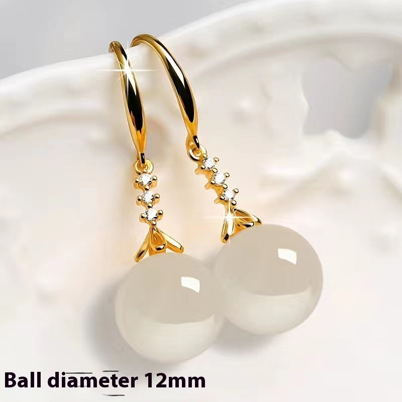 Elegant Silvering Earrings Female Chalcedony Green Agate - 𝓢𝓱𝓸𝓹𝓵𝓮𝓬𝔂