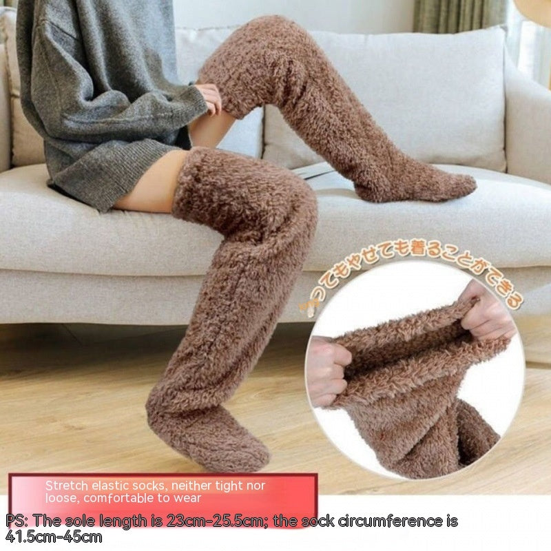 Over Knee High Fuzzy Long Socks Winter Warm Cold Leg Knee Joint Cold-proof Stockings Home Floor Sleeping Socks - 𝓢𝓱𝓸𝓹𝓵𝓮𝓬𝔂