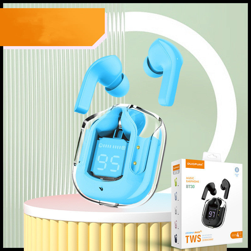 New Mini Transparent Wireless Bluetooth Headset Digital Display ENC Noise Reduction True Wireless Sports Music - 𝓢𝓱𝓸𝓹𝓵𝓮𝓬𝔂