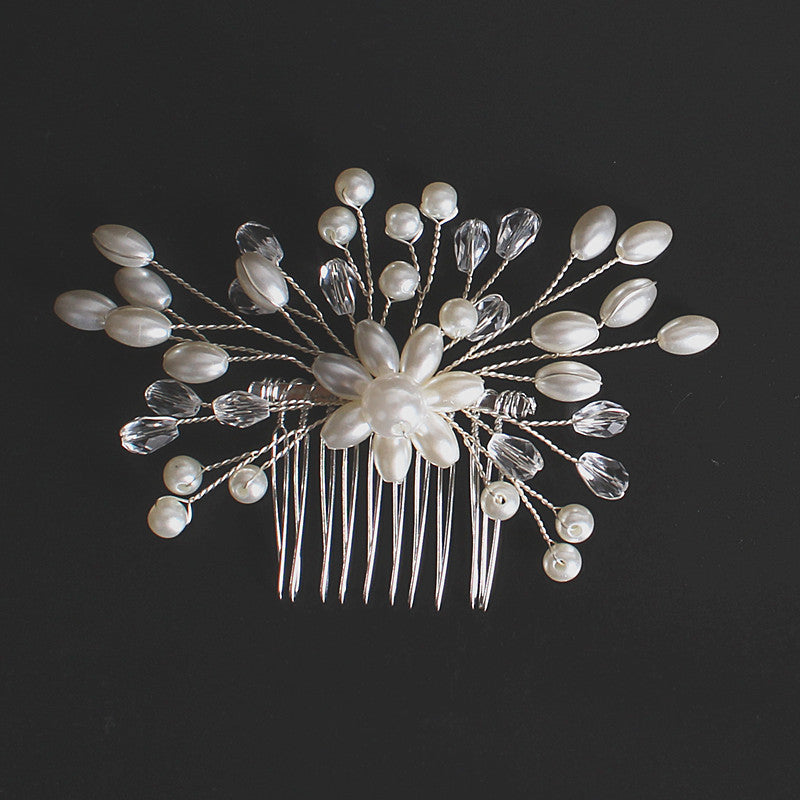 Korean Exquisite Pearl Comb Diamond Crystal Fork Handmade Hairpin Bridal Headwear Accessories - 𝓢𝓱𝓸𝓹𝓵𝓮𝓬𝔂