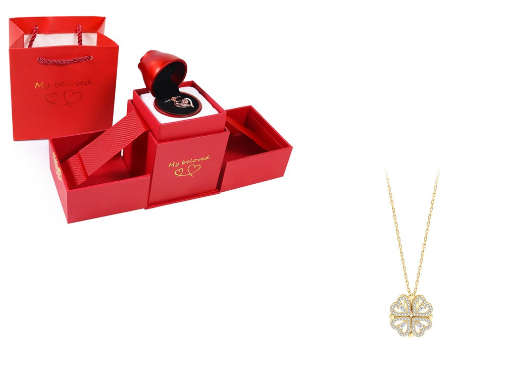 Explosive Style Detachable Deformed Four-leaf Clover Necklace For Women A Multi-wearing Zircon Small Love Short Clavicle Chain - 𝓢𝓱𝓸𝓹𝓵𝓮𝓬𝔂