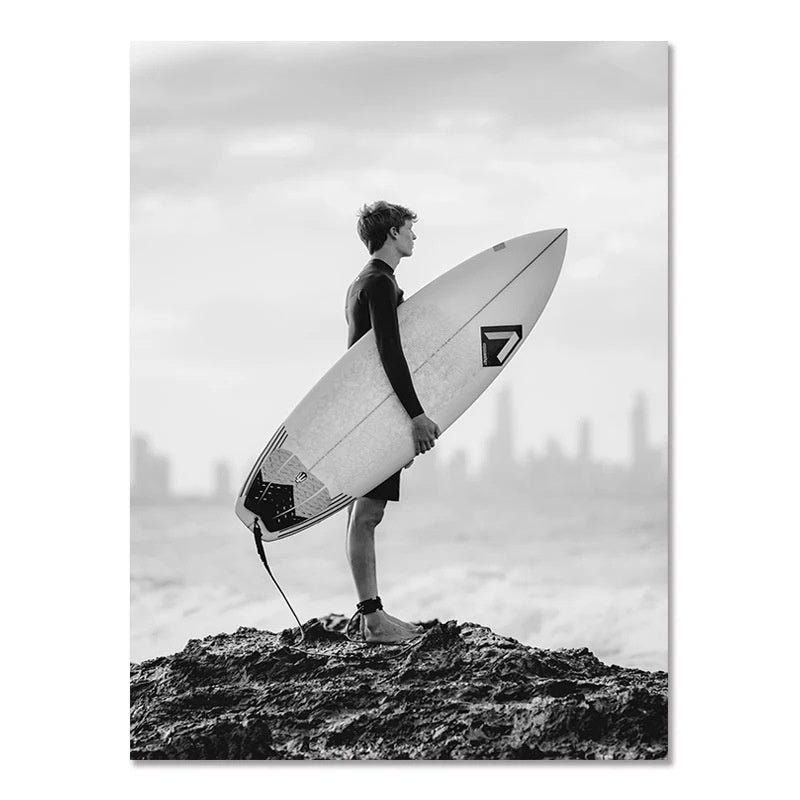 Nordic Modern Black And White Seaside Landscape Holiday Surfing Background Wall Poster Frameless Painting - 𝓢𝓱𝓸𝓹𝓵𝓮𝓬𝔂