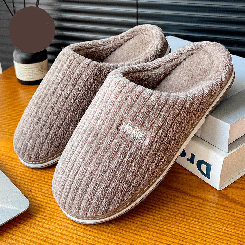 Solid Color Simple Cotton Slippers Winter Non-slip Home Warm Plush Slippers Household Indoor Couple Women's House Shoes - 𝓢𝓱𝓸𝓹𝓵𝓮𝓬𝔂