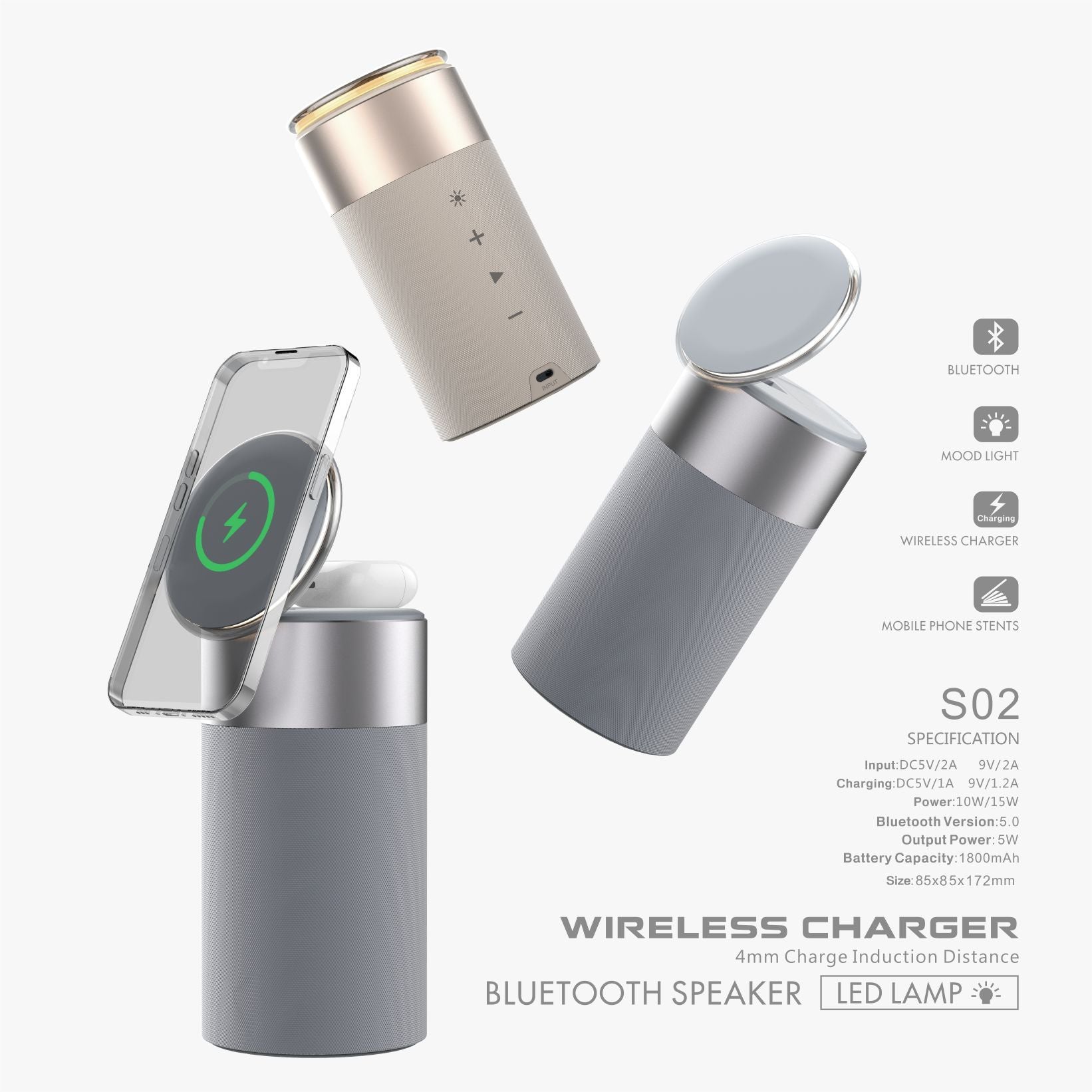 3 In 1 Multi-Function IPhone And AirPods Wireless Charger Portable Bluetooth Speaker With Touch Lamp For Home And Office - 𝓢𝓱𝓸𝓹𝓵𝓮𝓬𝔂
