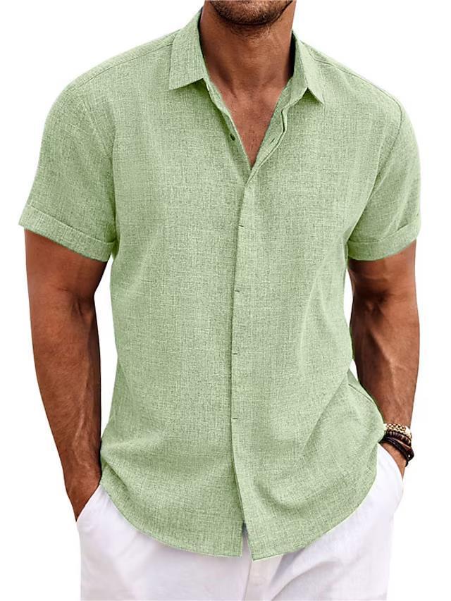 Men's Solid Color Loose Linen Short-sleeved T-shirt - 𝓢𝓱𝓸𝓹𝓵𝓮𝓬𝔂