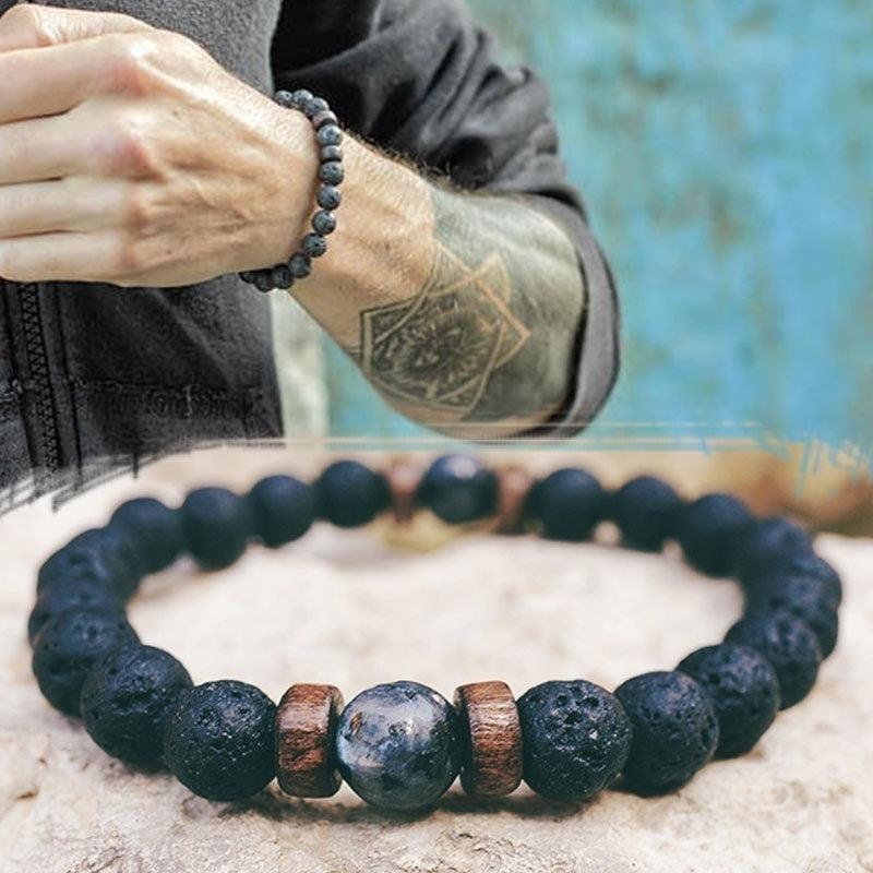 Personality Men's Black Volcanic Stone Bracelet - 𝓢𝓱𝓸𝓹𝓵𝓮𝓬𝔂
