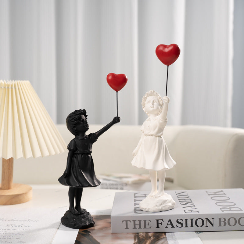 Little Girl With Balloon Art Sculpture Living Room Decorations Decoration Resin - 𝓢𝓱𝓸𝓹𝓵𝓮𝓬𝔂