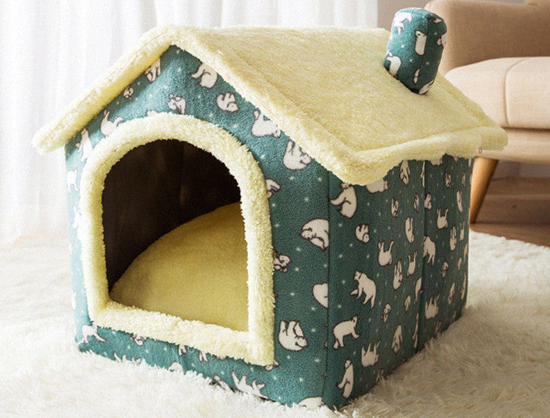 Foldable Dog House Pet Cat Bed Winter Dog Villa Sleep Kennel Removable Nest Warm Enclosed Cave Sofa Pets Supplies - 𝓢𝓱𝓸𝓹𝓵𝓮𝓬𝔂