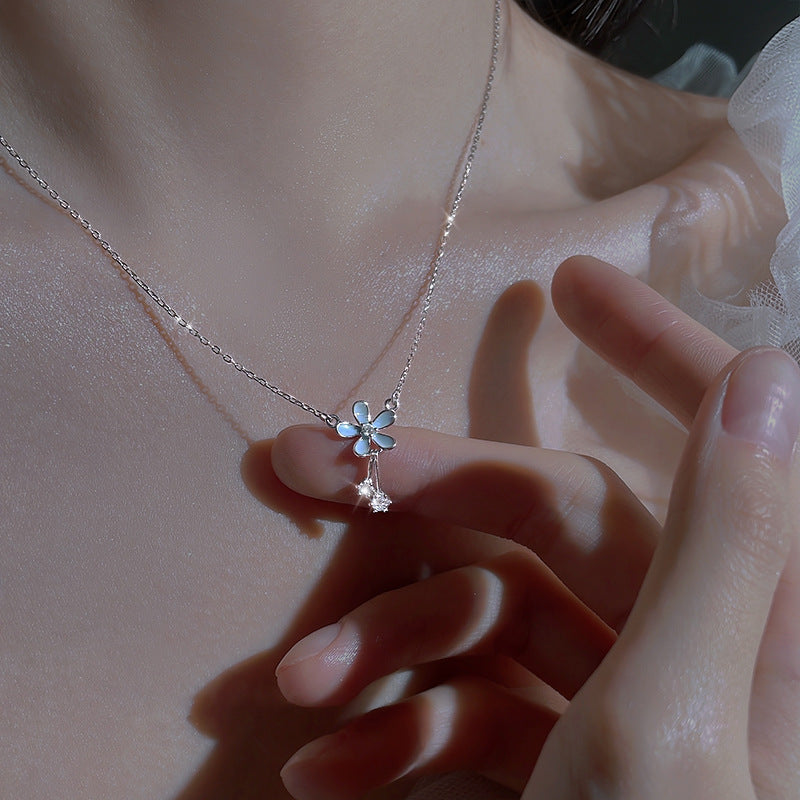 S999 Pure Silver Flower Necklace For Women Summer - 𝓢𝓱𝓸𝓹𝓵𝓮𝓬𝔂