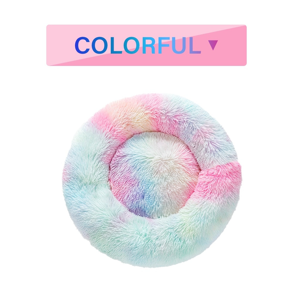 Fluffy Donut Dog Bed  Warm Soft Long Plush Pet Cushion Dog House Cat  Bed Washable Pet Sofa Mat Calming Samll Large Dog Beds - 𝓢𝓱𝓸𝓹𝓵𝓮𝓬𝔂