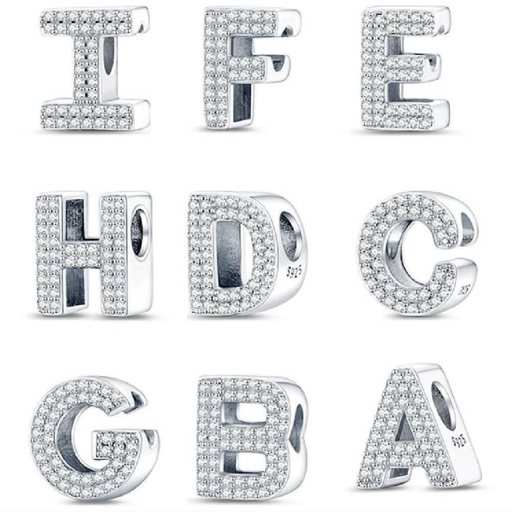 Twenty-six Letter Beads White Copper Silver Plated Beaded Braceletnecklace Ornament - 𝓢𝓱𝓸𝓹𝓵𝓮𝓬𝔂