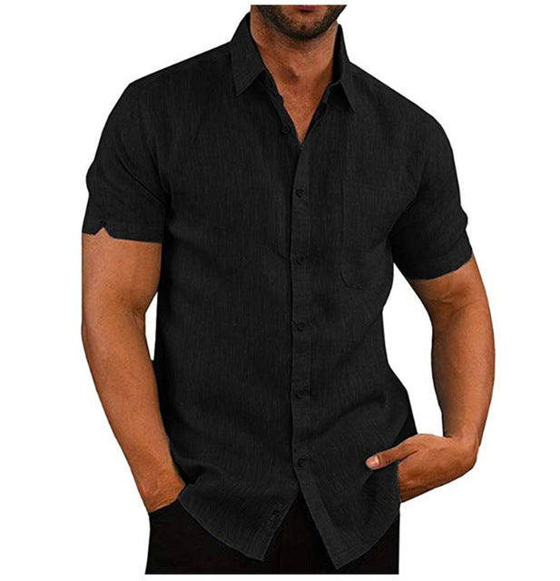 Men Short Sleeve Summer Solid Shirts Casual Loose Tops Tee - 𝓢𝓱𝓸𝓹𝓵𝓮𝓬𝔂