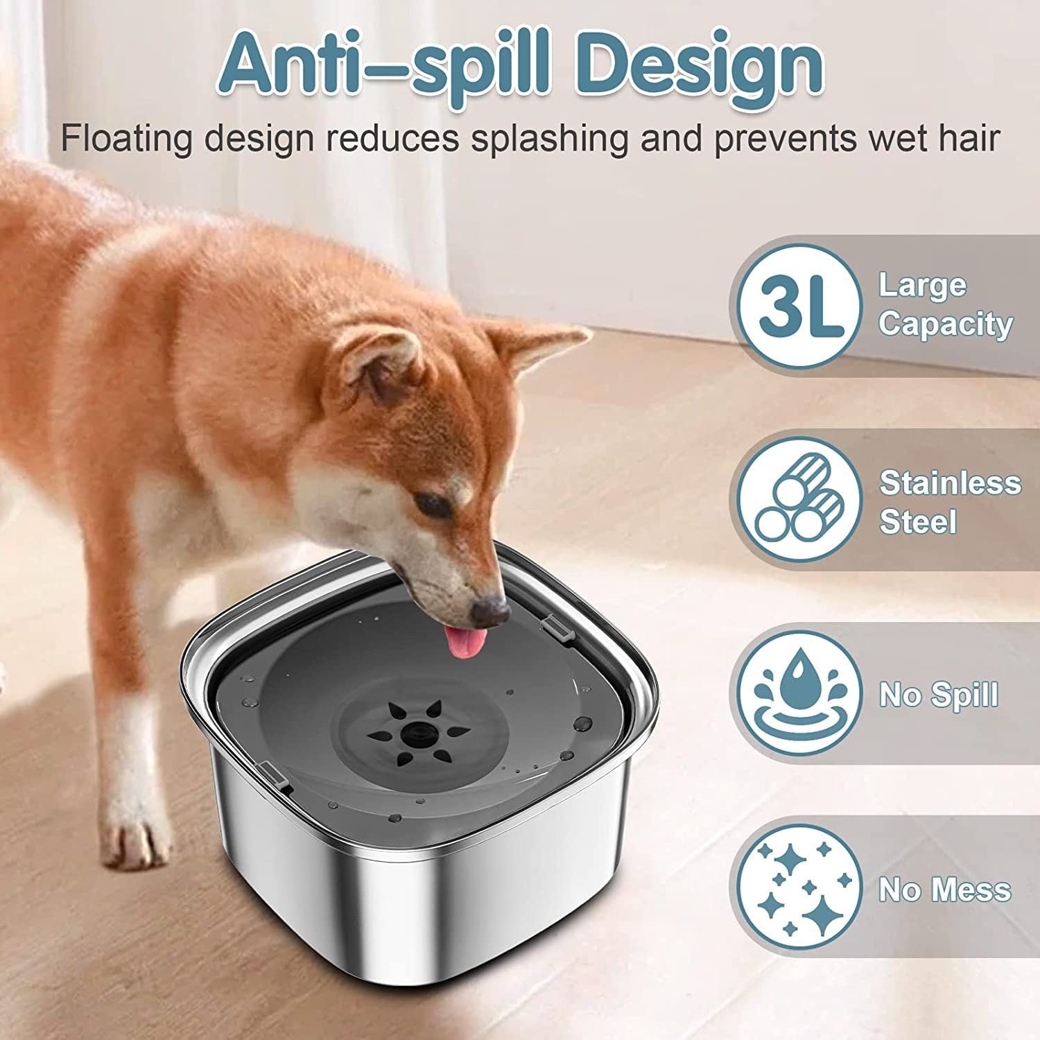 Pet Stainless Steel Water Bowl Large Capacity Floating - 𝓢𝓱𝓸𝓹𝓵𝓮𝓬𝔂