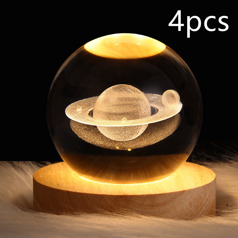 LED Night Light Galaxy Crystal Ball Table Lamp 3D Planet Moon Lamp Bedroom Home Decor For Kids Party Children Birthday Gifts - 𝓢𝓱𝓸𝓹𝓵𝓮𝓬𝔂