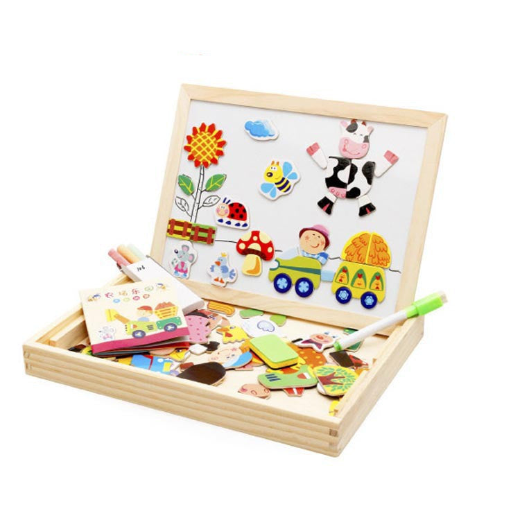 Farm Mania Animal Joypin Double-sided Drawing Board Three-dimensional Magnetic Puzzle