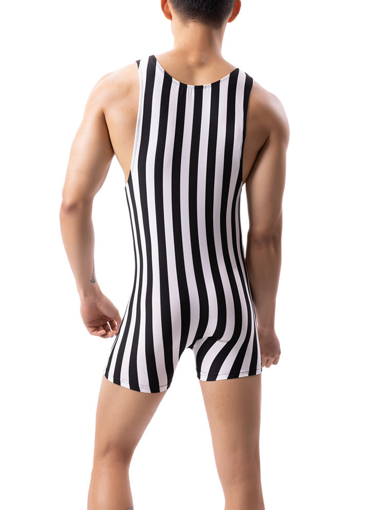 Men's New One-piece Vertical Striped Pajamas Sports Jumpsuit - 𝓢𝓱𝓸𝓹𝓵𝓮𝓬𝔂