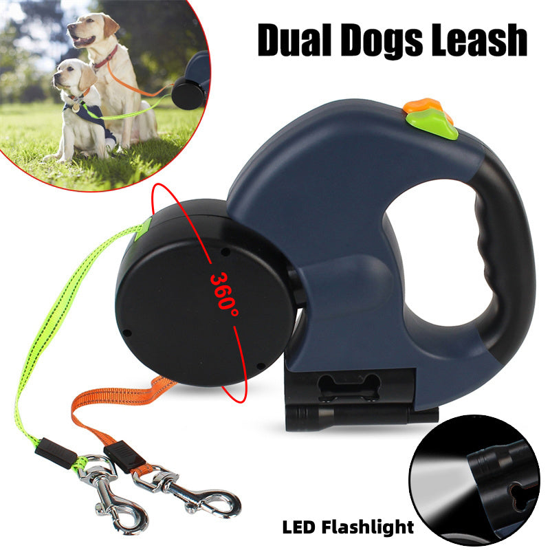 Retractable Dog Leash For Small Dogs Reflective Dual Pet Leash Lead 360 Swivel No Double Dog Walking Leash With Lights Pet Products - 𝓢𝓱𝓸𝓹𝓵𝓮𝓬𝔂