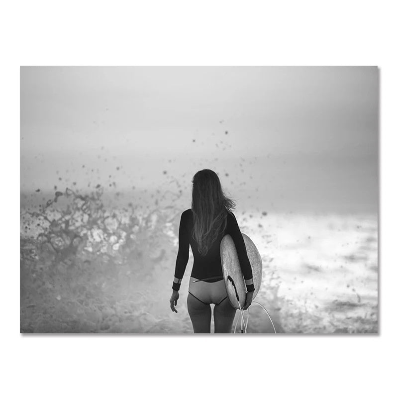 Nordic Modern Black And White Seaside Landscape Holiday Surfing Background Wall Poster Frameless Painting - 𝓢𝓱𝓸𝓹𝓵𝓮𝓬𝔂