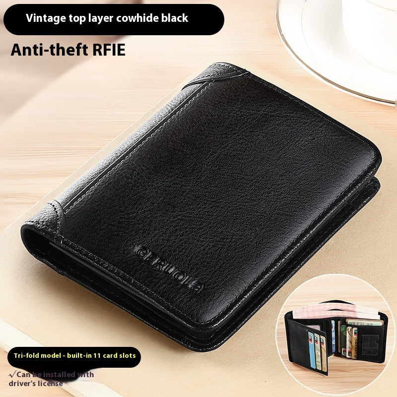 Genuine Leather Anti-theft Swiping Ultra-thin Cheng E Wallet - 𝓢𝓱𝓸𝓹𝓵𝓮𝓬𝔂