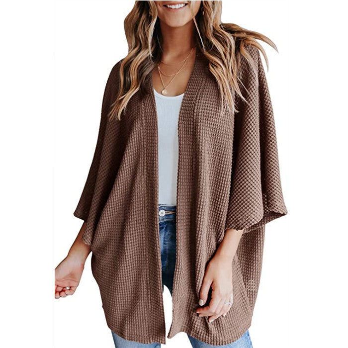 Bat Sleeve Waffle Gerson Women's Cardigan - 𝓢𝓱𝓸𝓹𝓵𝓮𝓬𝔂