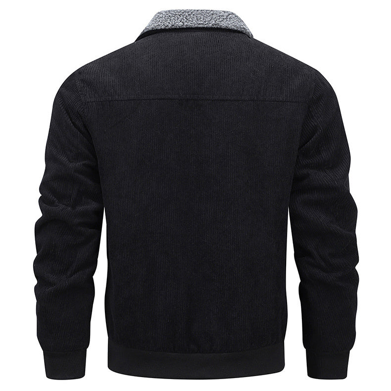 Winter Lapel Fleece Jacket With Pockets Warm Thicken Cotton Coat Men's Clothing - 𝓢𝓱𝓸𝓹𝓵𝓮𝓬𝔂