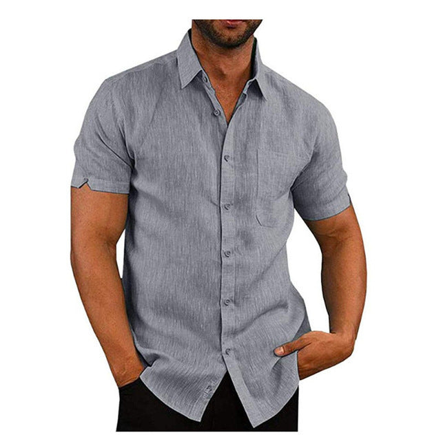 Men Short Sleeve Summer Solid Shirts Casual Loose Tops Tee - 𝓢𝓱𝓸𝓹𝓵𝓮𝓬𝔂